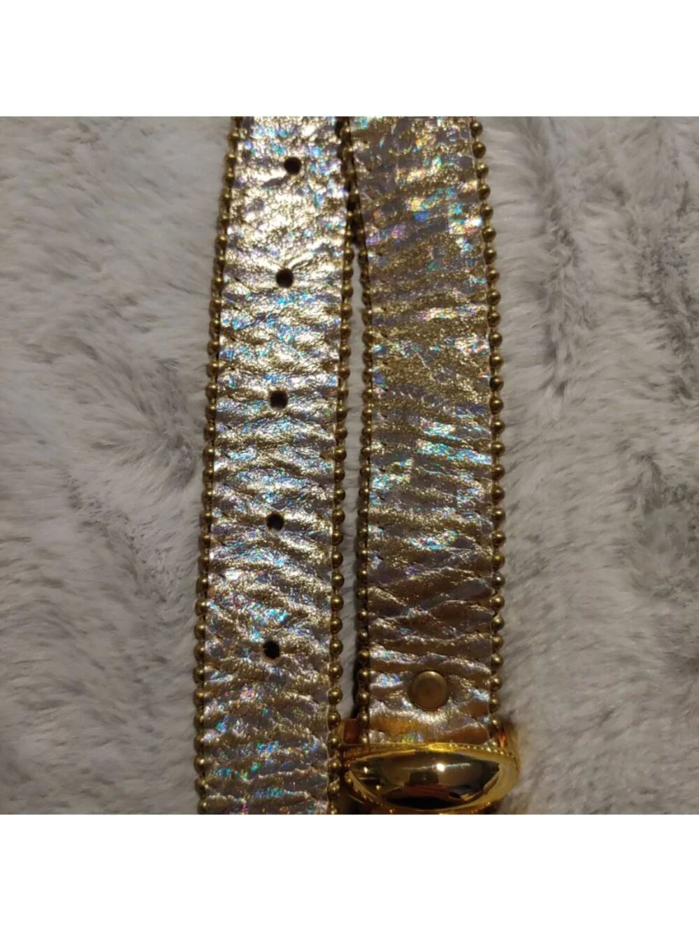 B.B. Simon Belt 36 Iridescent Silver Gold Beaded Y2K Runway Maximalist Designer